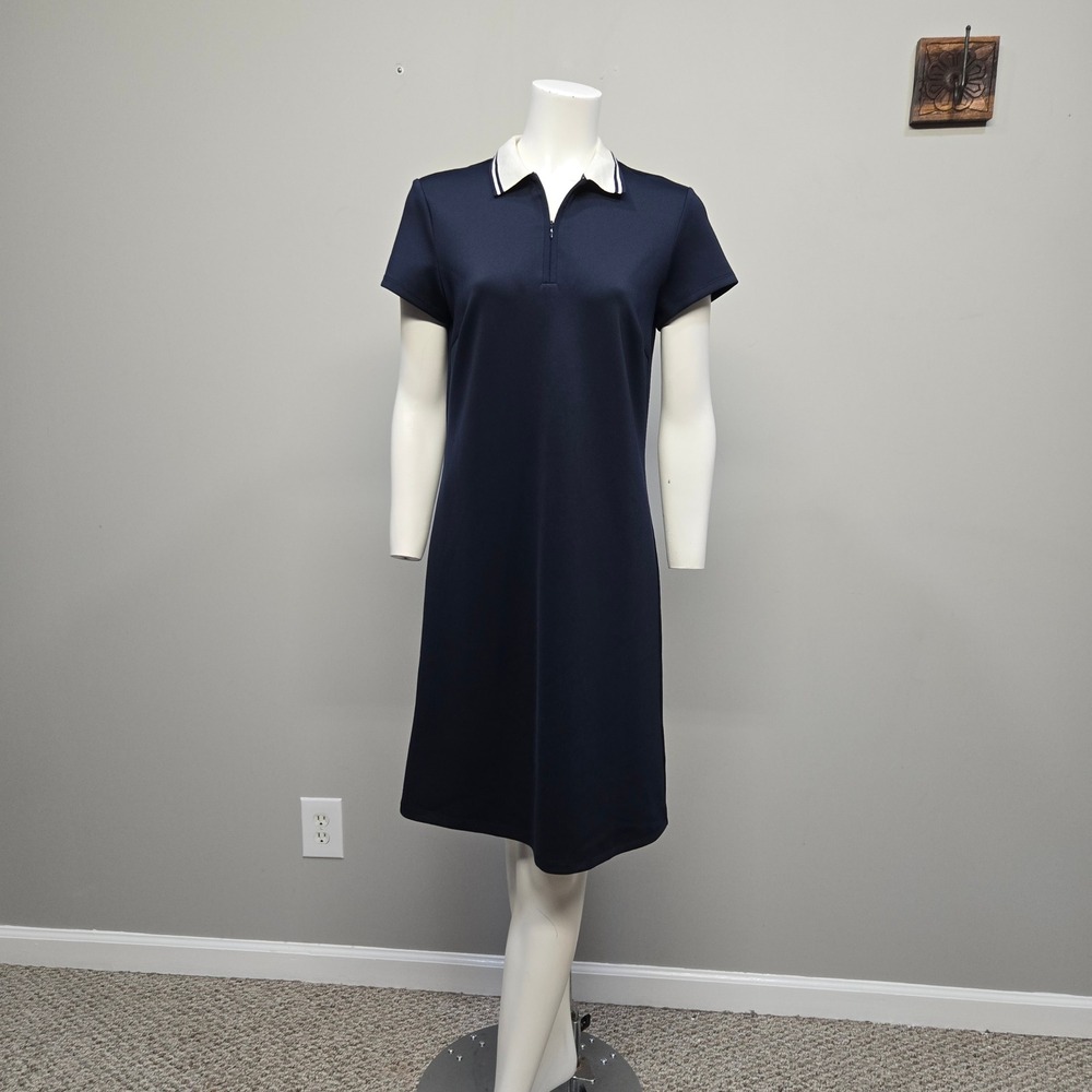 J McLaughlin Mini Dress Women Small Catalina Cloth Knit Navy Blue Sporty Stretch